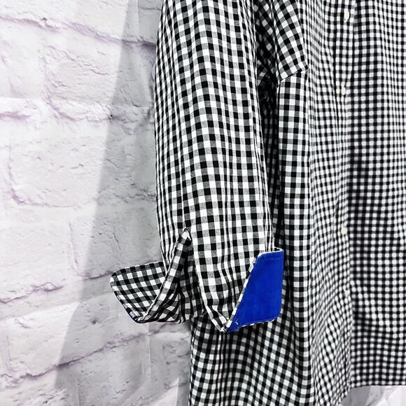 Lauren Ralph‎ Lauren Womens Plus 3X Black White Gingham Button Up Shirt Blouse - Picture 7 of 15